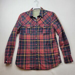 TOAD & CO Jacquette Overshirt Womens XS Plaid Snap Buttons Hand Pockets Lined